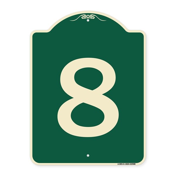 Sign with Number 8 Heavy-Gauge Aluminum Architectural Sign, 24" x 18", G-1824-22900